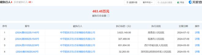 节能铁汉被执行3623149元今年以来已被执行多次涉及山东湖南青海等地(图1)